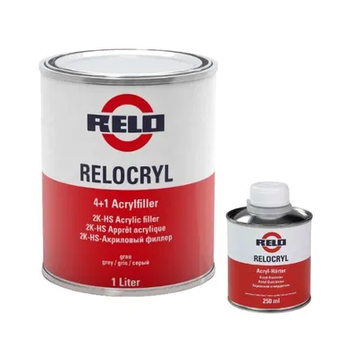 Грунт наполнитель Relo 2К HS 4+1 серый 1л + отвердитель 250мл